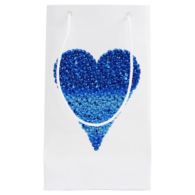 Blue Heart Custom Gift Bag - Small, Glossy (Front)