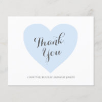 Blue Heart Cute Budget Baby Shower Thank You Card