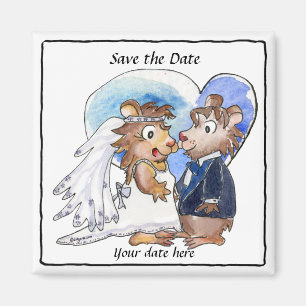 Blue Heart Cute Wedding Save the Date  Magnets