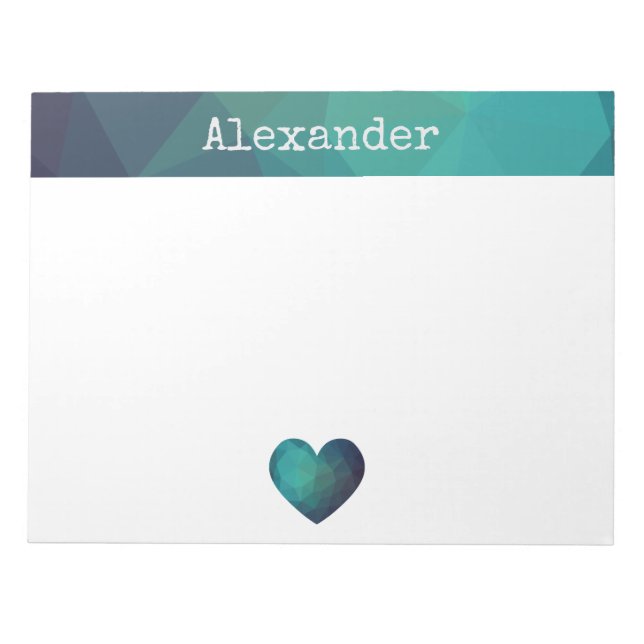 Blue heart design customisable name post-it notes (Front)
