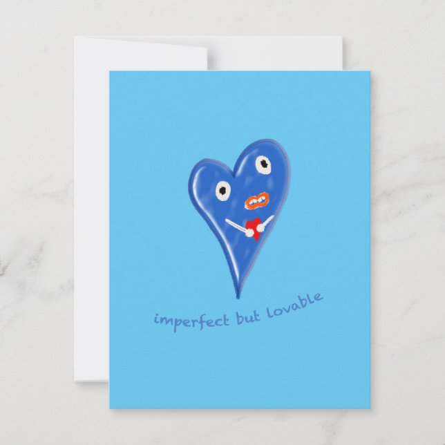 Blue Heart Doll  Holiday Card (Front)