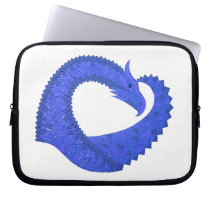 Blue heart dragon on white laptop sleeve