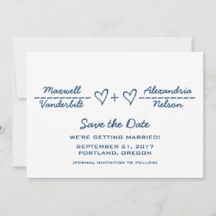 Blue Heart Equation Save the Date Invite