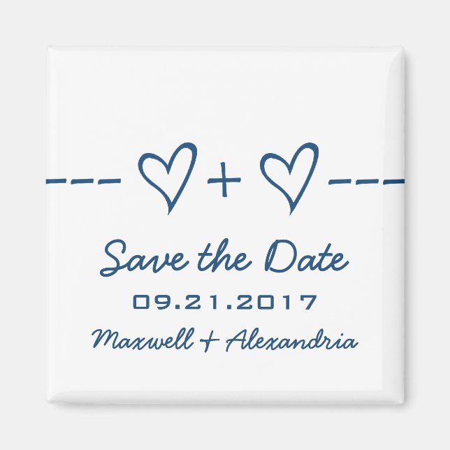 Blue Heart Equation Save the Date Magnet (Front)