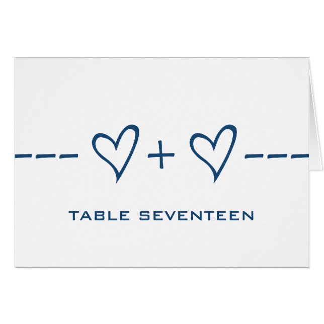 Blue Heart Equation Table Number Card (Front Horizontal)