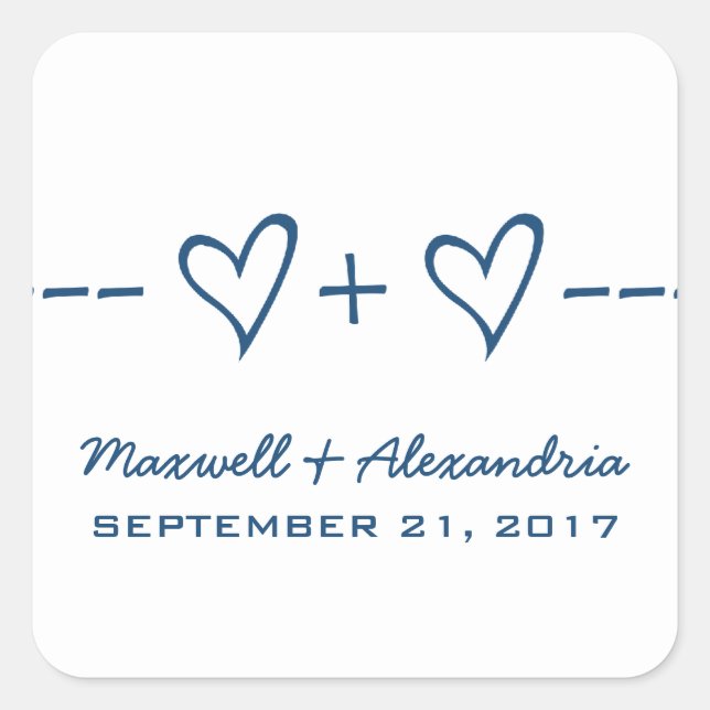 Blue Heart Equation Wedding Stickers (Front)