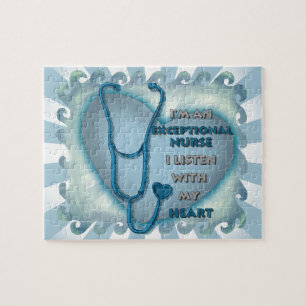 Blue Heart Exceptional Nurse Jigsaw Puzzle