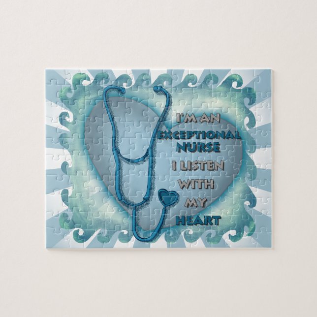 Blue heart exceptional nurse  jigsaw puzzle (Horizontal)