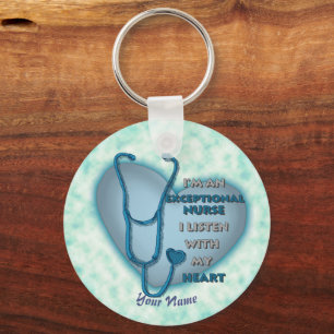 Blue Heart Exceptional Nurse  Key Ring