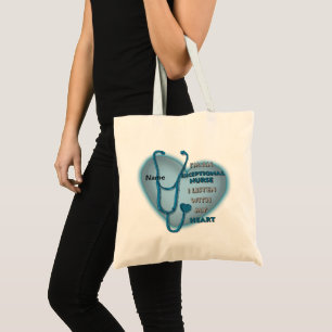 Blue heart exceptional nurse tote bag