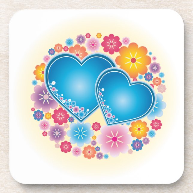 Blue Heart Floral Coaster (Front)