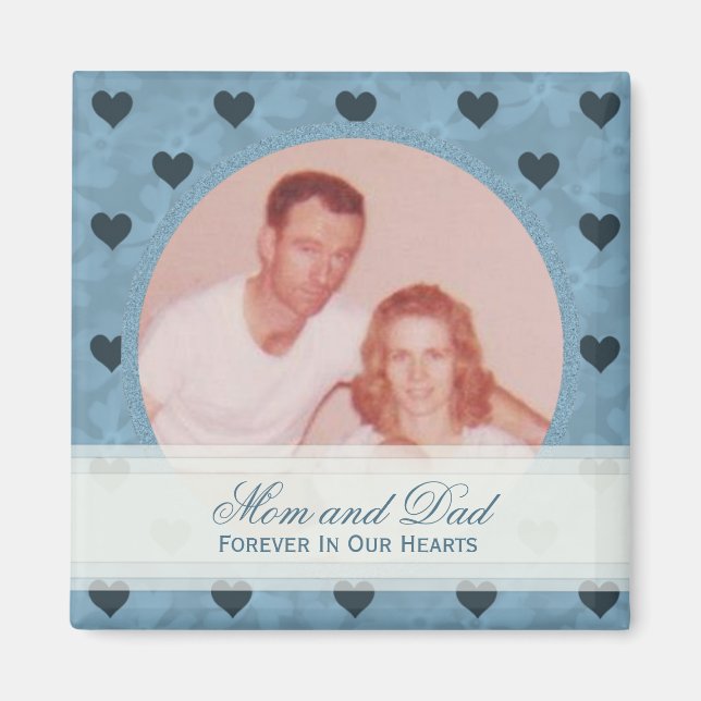 Blue Heart Framed: Memorial: Picture Magnet (Front)