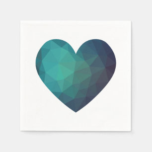 Blue heart geometric 3d design napkin