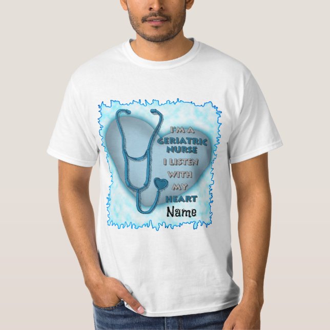 Blue Heart Geriatric nurse T-Shirt (Front)