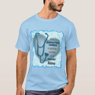 Blue Heart Geriatric Nurse  T-Shirt