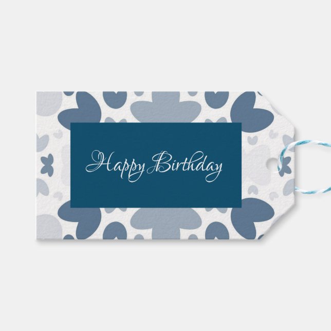 Blue heart  gift tags (Front (Horizontal))