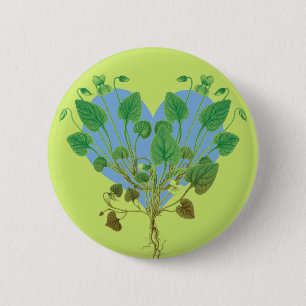 Blue Heart Green Leaves 6 Cm Round Badge