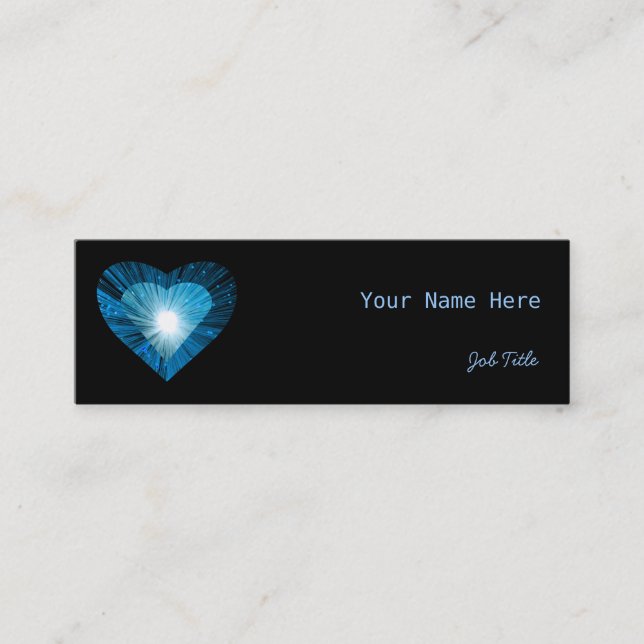 Blue Heart 'heart' business card side black skinny (Front)