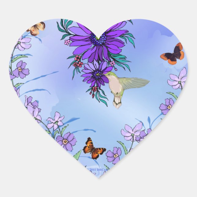 Blue heart heart sticker (Front)