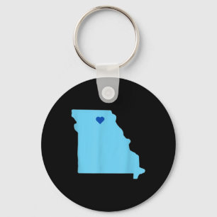 Blue Heart In State Of Missouri Outline  Key Ring
