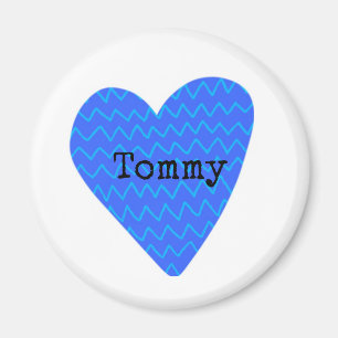 Blue Heart Kids Name Family Grandparents Fun Magnet