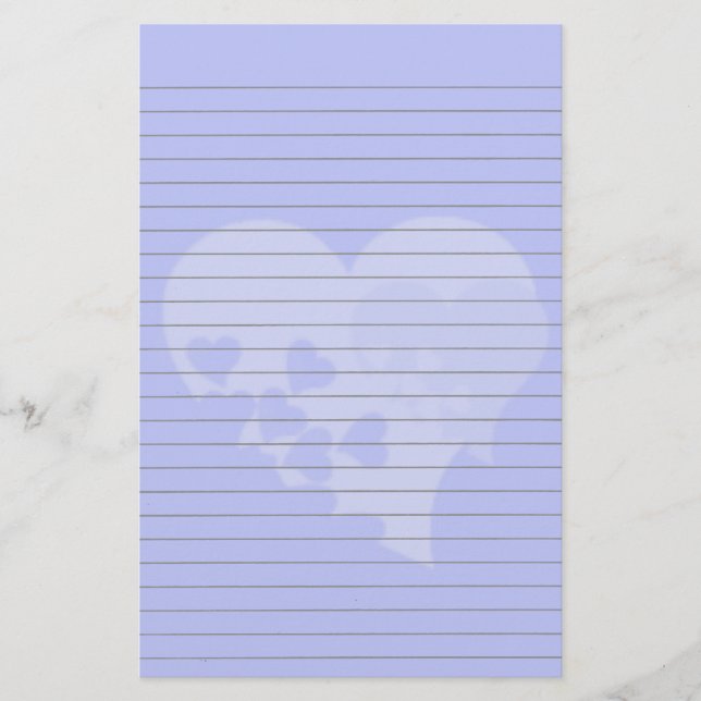 Blue Heart  Lined Stationery (Front)