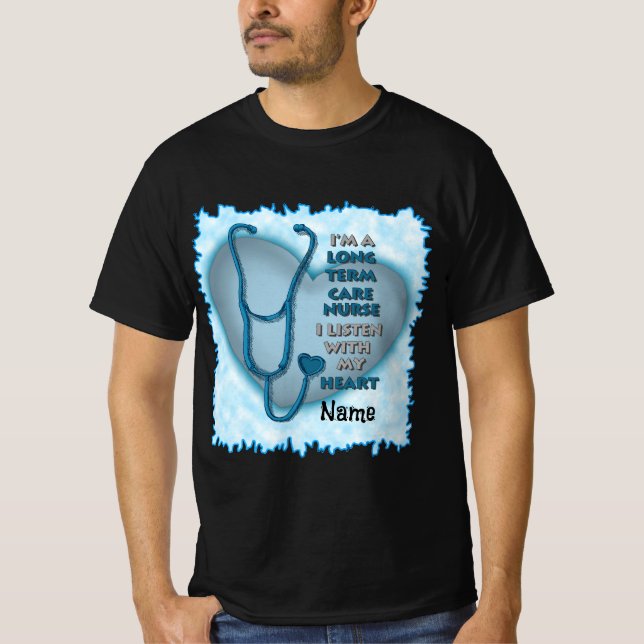Blue Heart Long Term Care Nurse T-Shirt (Front)