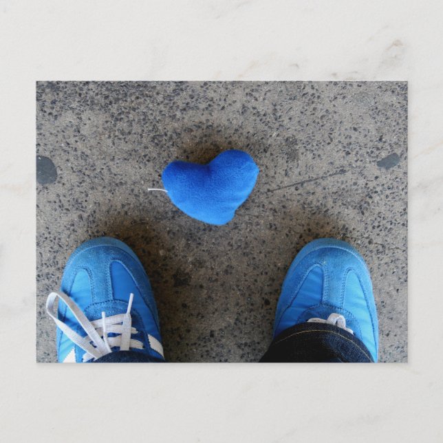 Blue Heart Love Postcard (Front)