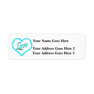 Blue Heart Love Return Address Label