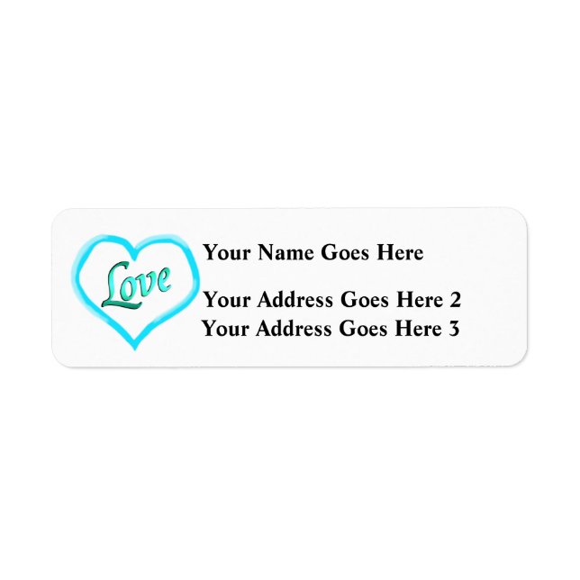 Blue Heart Love Return Address Label (Front)