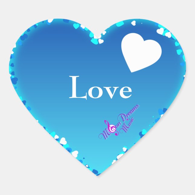 Blue Heart Love Stickers (Front)