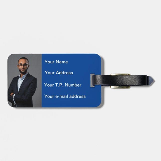 Blue Heart Luggage Tag (Back Horizontal)