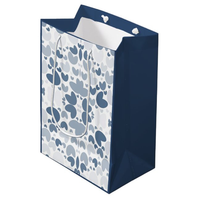 Blue heart  medium gift bag (Front Angled)