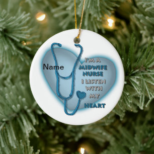Blue Heart Midwife Nurse  ornament