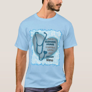 Blue Heart Midwife Nurse  T-Shirt
