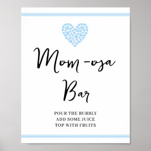 Blue Heart Mum-osa-bar Baby Shower Poster