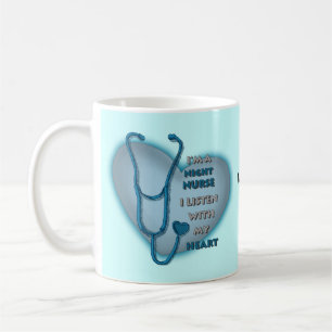 Blue Heart Night Nurse Coffee Mug