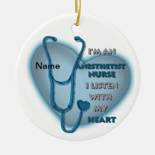 Blue Heart Nurse Anaesthetist Ceramic Ornament