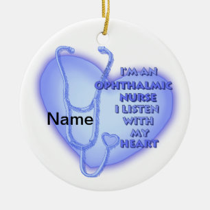 Blue Heart Ophthalmic Nurse Ceramic Ornament