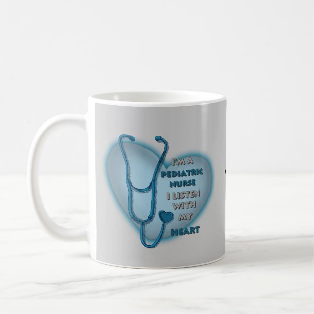 Blue Heart Paediatrics Nurse Coffee Mug (Left)