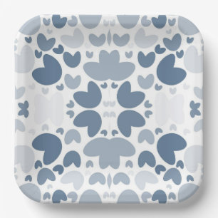 Blue heart Paper Plate