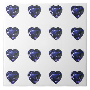Blue Heart Pattern Ceramic Tile