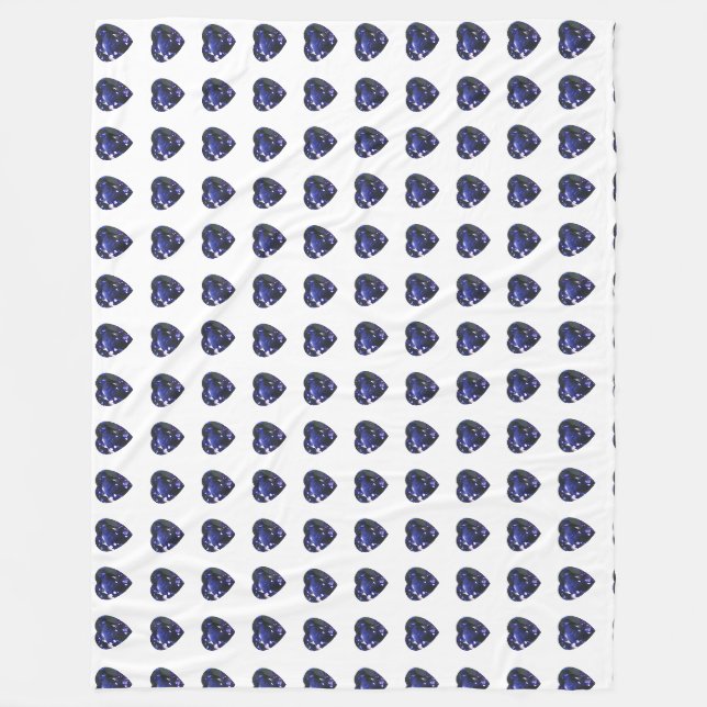Blue Heart Pattern Fleece Blanket (Front)