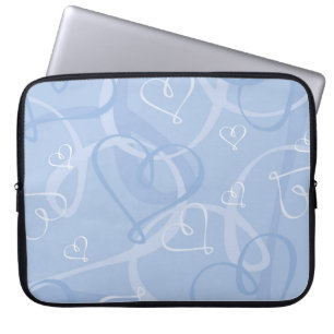 Blue heart pattern laptop sleeve