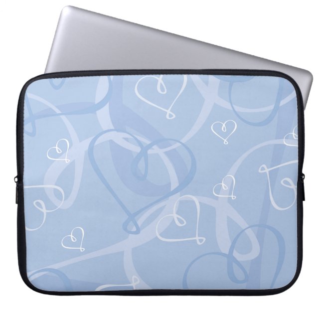 Blue heart pattern laptop sleeve (Front)
