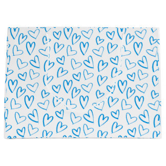 Blue Heart Pattern Large Gift Bag