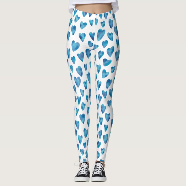 Blue Heart pattern Leggings (Front)