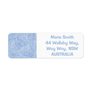Blue heart pattern return address label