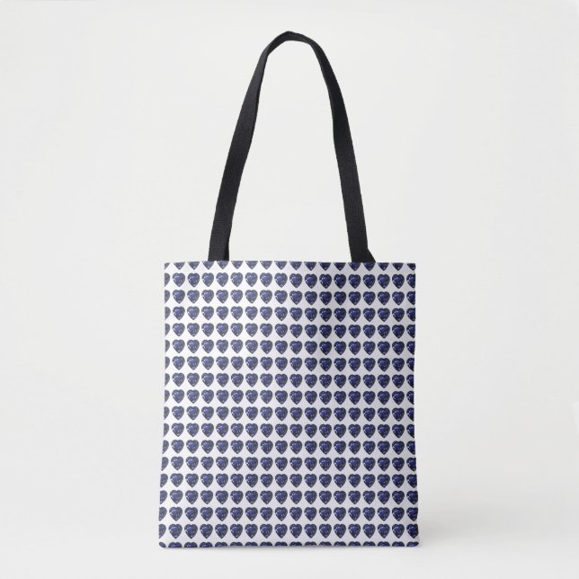 Blue Heart Pattern Tote Bag (Front)