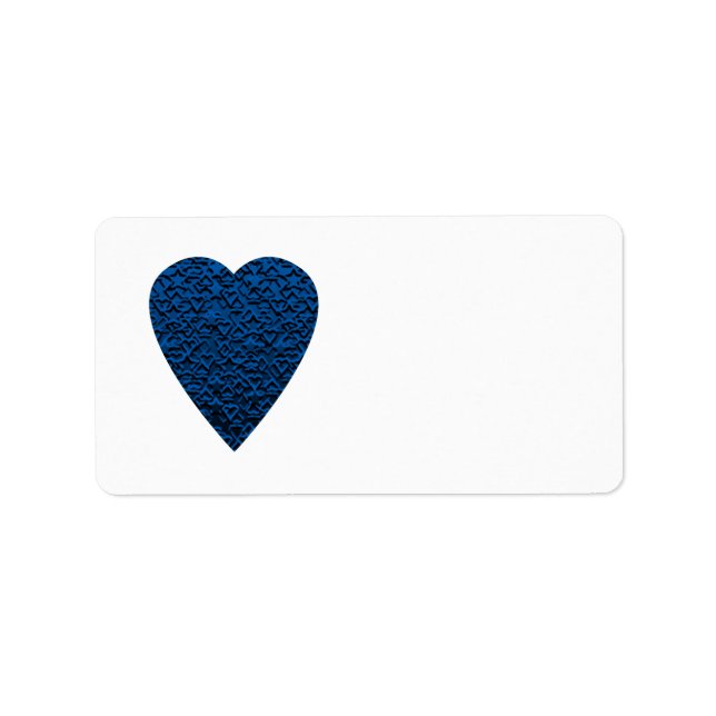 Blue Heart. Patterned Heart Design. Label (Front)